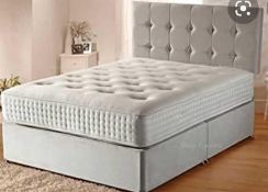 RRP £450 Devan Velvet 3 Piece Bed With Mattress Missing Head Board