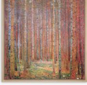 RRP £270 Bagged Gustav Klimt - 'Tannenwald I' Wood Framed Print & Mount, Orange