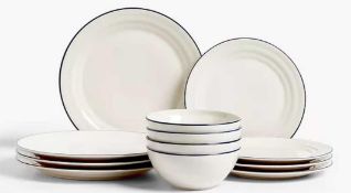 RRP £110 Lot To Contain X2 Items, Harbour 12 Piece Dinner Set, John Lewis Craft 12 Piece Dinner Set