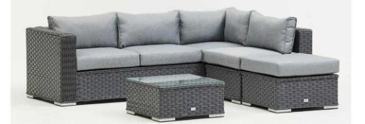 RRP £1500 Boxed Brand New Amc Veda Grey Universal Rattan Corner Sofa Set