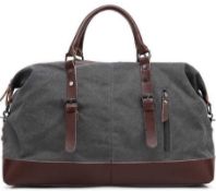 RRP £80 Grey Suede And Brown Leather Duffel Bag