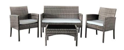 RRP £210 Boxed Gaubert Rattan 4 Seater Corner Sofa Set