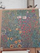 RRP £130 Gustav Klimt - 'Farm Garden With Sunflowers' Canvas Print, 90 X 90Cm, Green