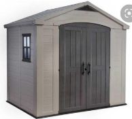 RRP £825 Boxed Keter Factor 8 X 6 Ft Outdoor Plastic Shed (Part lot Only)
