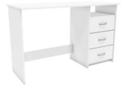 RRP £150 Boxed Furniture In Fashion Aristote Brushed Oak White Pearl 1 Nook 3 Drawers Desk