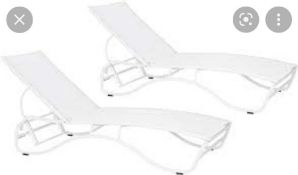 RRP £240 Boxed Set Of 2 Duramax White Corsica Sun Loungers