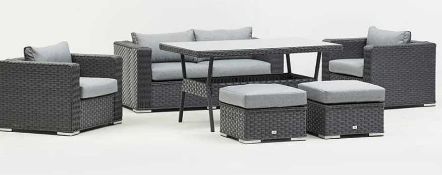 RRP £2500 Boxed Sourced From Amc Furniture Brand New Asana Grey Grey Sofa Dining Set
