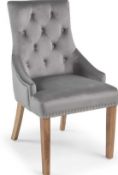 RRP £499 Boxed Brand New Set Of 2 Arigi Bianchi Light Grey Quilted Plain Back Dining Chairs (Wk2290L