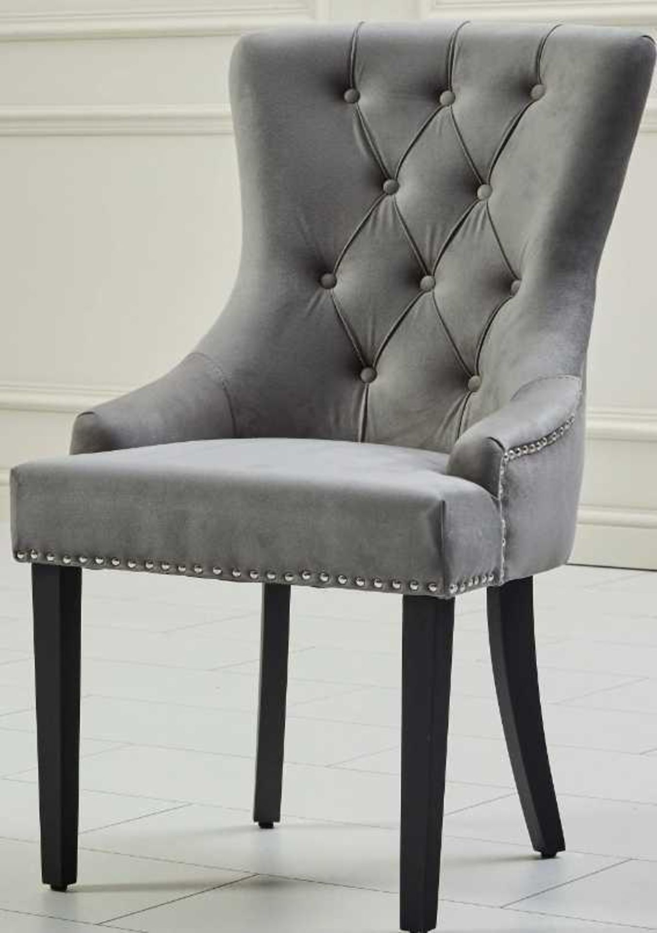 RRP £200 Boxed Sourced From Amc Furniture Brand New Ella Velvet Set Of 2 Velvet Chairs