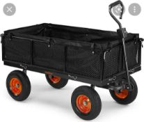 RRP £170 Boxed Vonhaus Mesh Garden Cart With Lining - 600Kg Heavy Duty 4 Wheeled Garden Diy Trailer