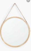 RRP £75 Boxed Anyday John Lewis & Partners Wood Frame Round Hanging Mirror, 55Cm, Natural