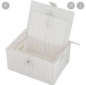 RRP £100 Lot To Contain X2 White Woven Rattan Storage Boxes