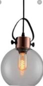 RRP £100 Lot To Contain X2 Items, Boxed Madura 1 Light Glass And Copper Pendant, Striped Ceramic Tab