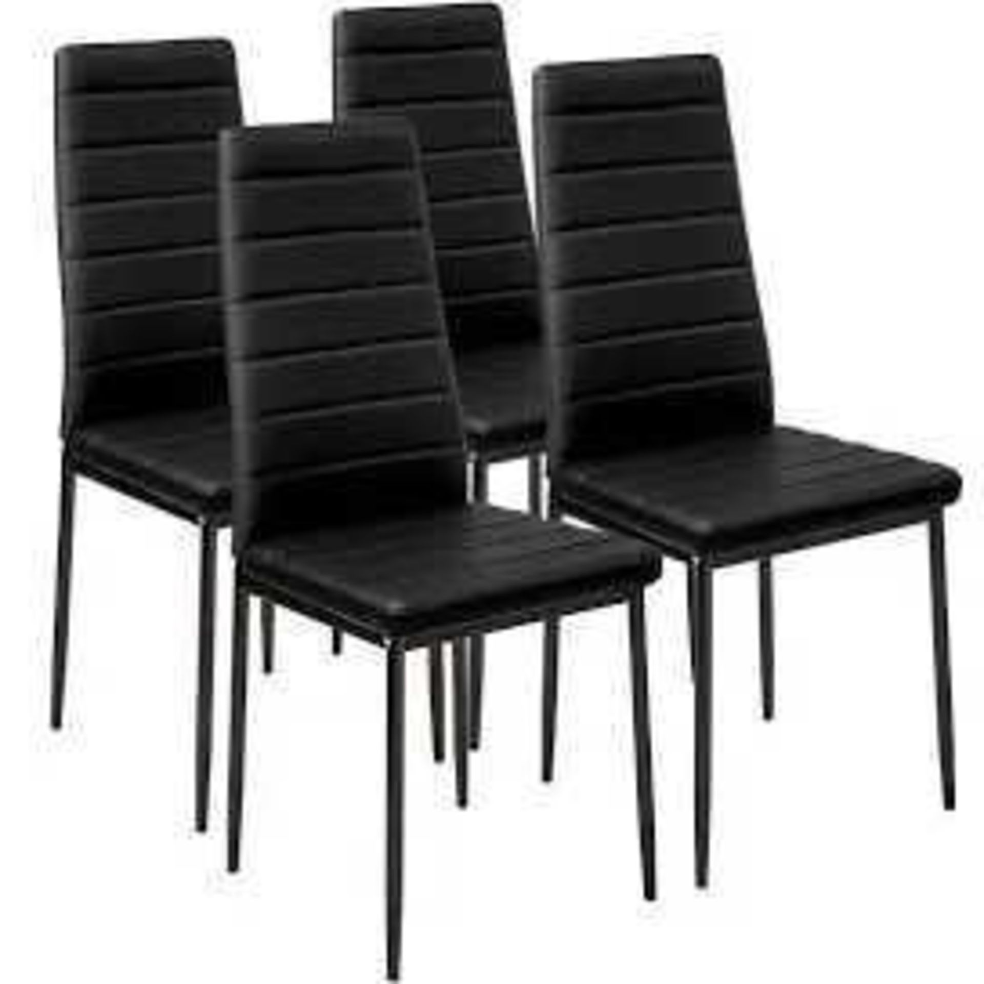 RRP £230 Boxed Set Of 4 Wayfair Black Leather Dining Chairs