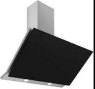 RRP £150 Boxed Ubdahh90Bk 90Cm Black Glass Chimney Hood