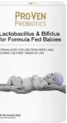 RRP £120 Lot To Contain 12 Boxed Proven Probiotics Lactobacillus And Bifidus For Formula Fed Babies