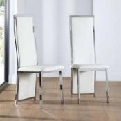 RRP £150 Boxed Long Back White Leather Dining Chair