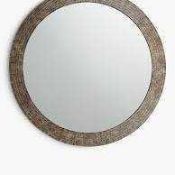 RRP £240 Boxed John Lewis & Partners Primitive Textured Metal Frame Round Wall Mirror, 92.5Cm, Brown