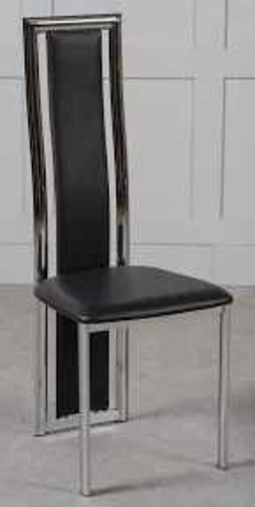 RRP £200 Lot To Contain Set Of 2 High Back Black Leather Dining Chairs