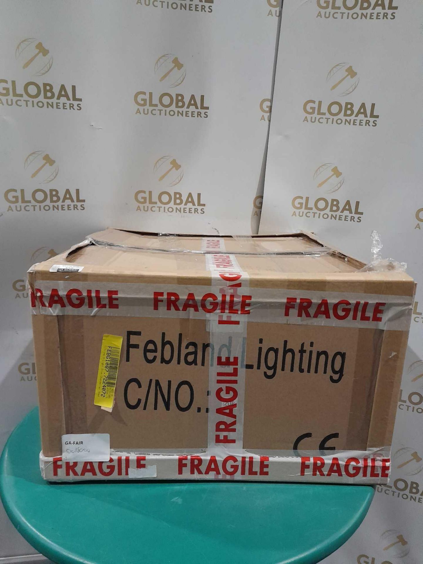RRP £150 Boxed Citrine 3 Light Drum Chandelier Shade - Image 2 of 2