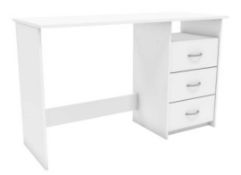 RRP £180 Boxed Furniture In Fashion Aristote Brushed Oak White Pearl 1 Nook 3 Drawer Desk