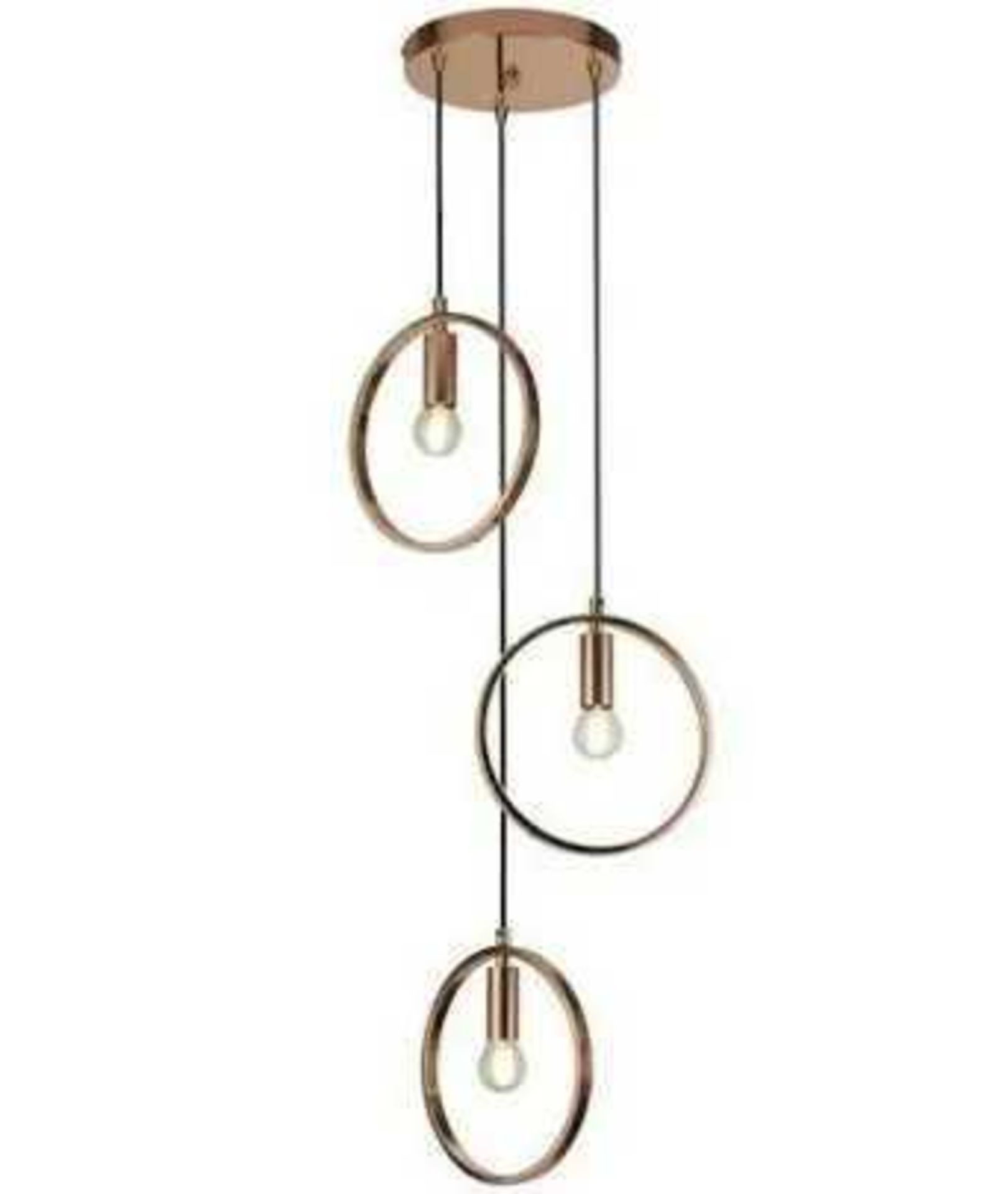 RRP £100 Lot To Contain X3 Items, Harlow Bathroom Wall Light, Duras 3 Ring Detail Rose Gold Pendant,