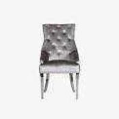 RRP £500 Boxed Arigi Bianchi Velvet Light Grey Dining Plain Back Chairs Wk2290Lgv