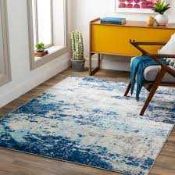 RRP £105 Wayfair Blue/White/Grey Large Rug