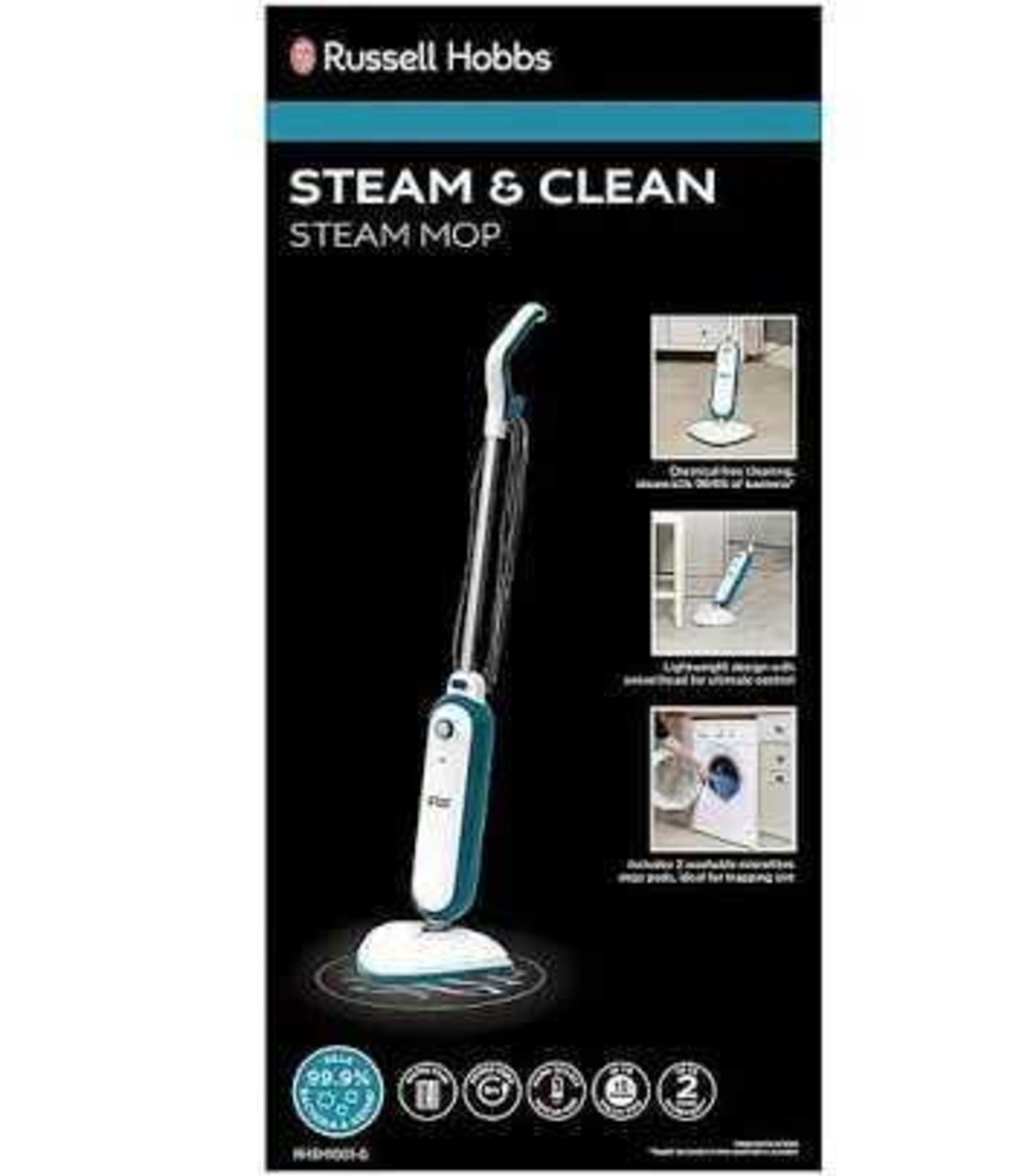 RRP £140 Lot To Contain 4 Boxed Russell Hobbs Steam And Clean Steam Mops