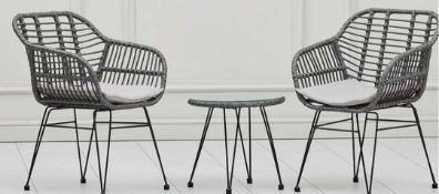 RRP £160 Boxed Brand New Amc Hylas Wick Bistro Set In Grey From Amc Furniture