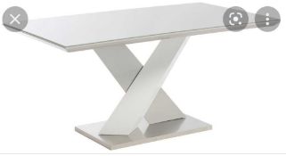 RRP £250 Boxed Furniture In Fashion Axara Rectangular White Grey High Gloss Bar Table