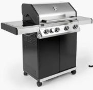 RRP £450 Boxed John Lewis Grillstream 4 Burner Hybrid Gas & Charcoal BBQ, Silver/Grey