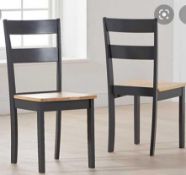 RRP £420 Boxed Dark Grey Natural Wood Dining Chair