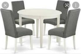 RRP £350 Boxed Patti Plywood White Lacquered Birchwood Table And Chairs Set