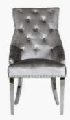 RRP £500 Boxed Brand New Set Of 2 Arigi Bianchi Light Grey Plain Back Velvet Dining Chairs (Wk2290Lg