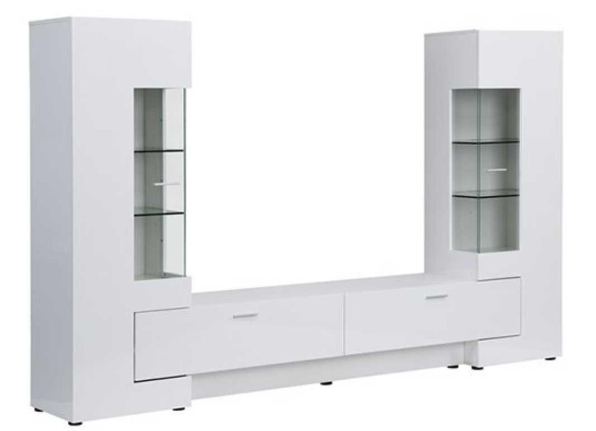 RRP £600 Boxed Furniture In Fashion Santiago White High Gloss Tv Stand Display Cabinet