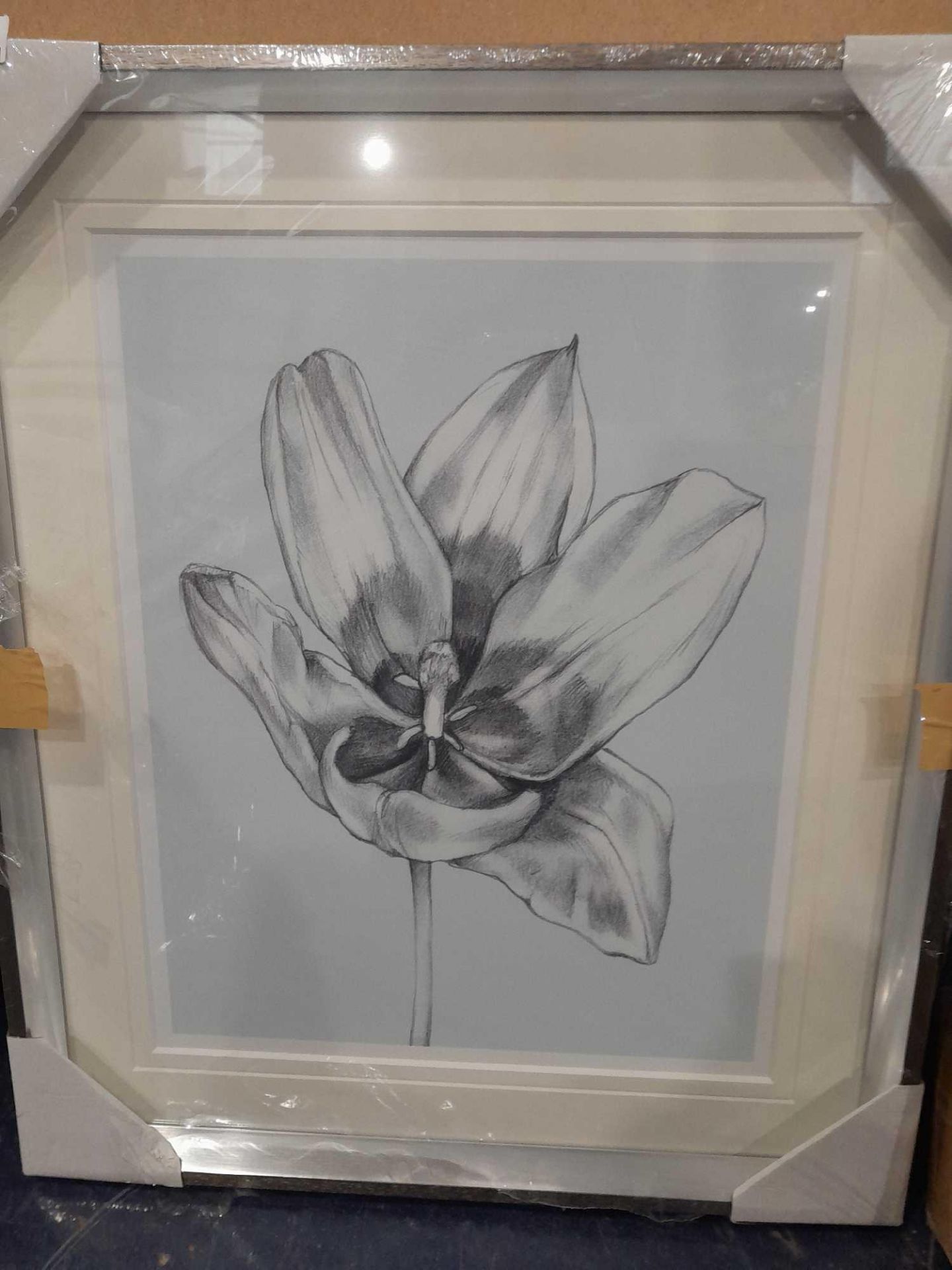 RRP £150 Silvery Blue Tulip Jennifer G Framed 2 Piece Set - Image 2 of 2