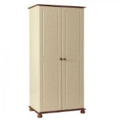 RRP £250 Boxed 2 Door Cream Mdf/Pine Wardrobe