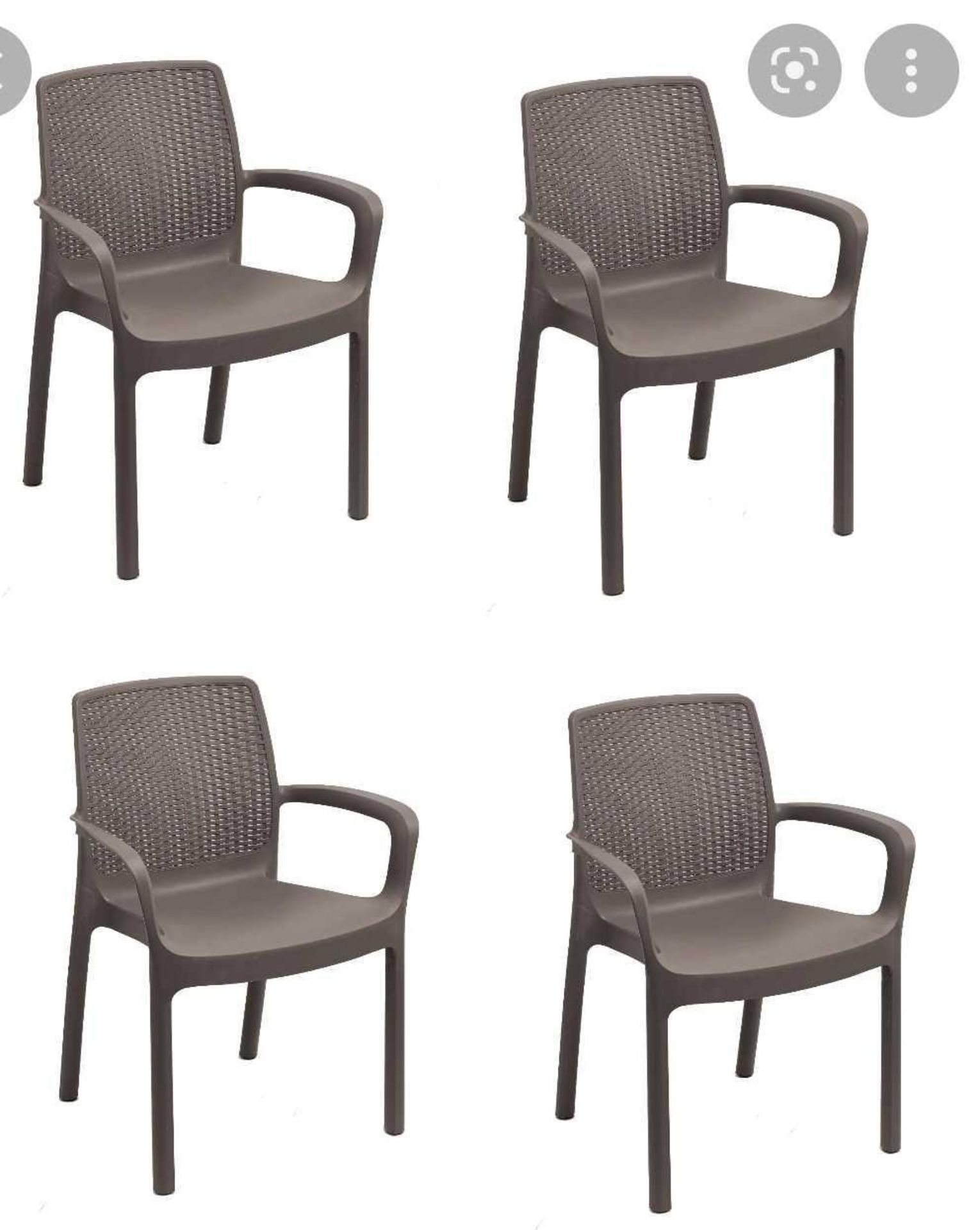 RRP £200 Boxed Dyani Stacking Patio Set Of 4 Brown Dining Armchairs