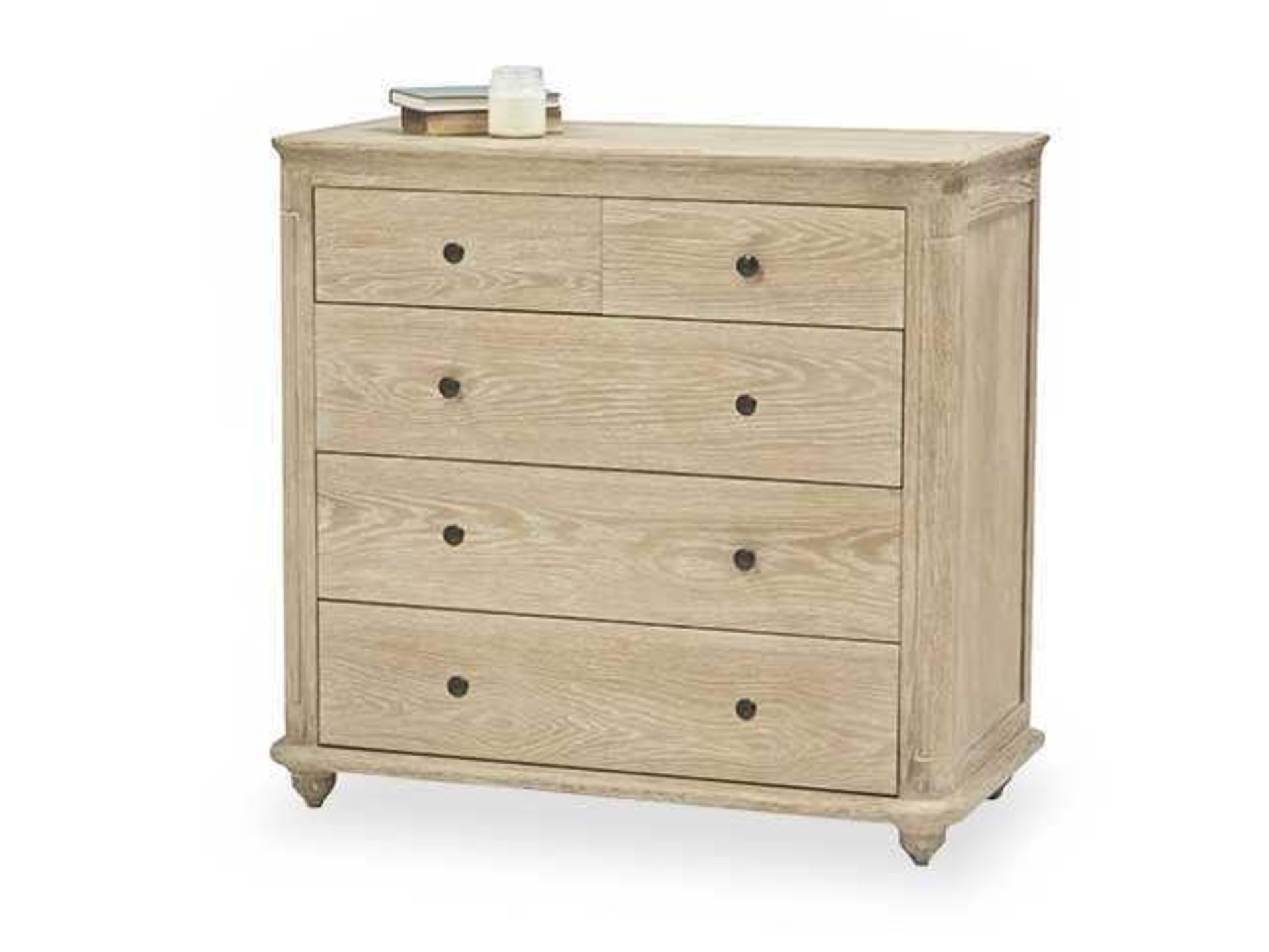 RRP £280 Boxed Demeyere Shannon Oak 6 Drawer Chest Of Drawers