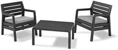 RRP £200 Boxed Allibert By Keter Delano 2 Seater Outdoor Garden Furniture Set - Graphite With Grey C