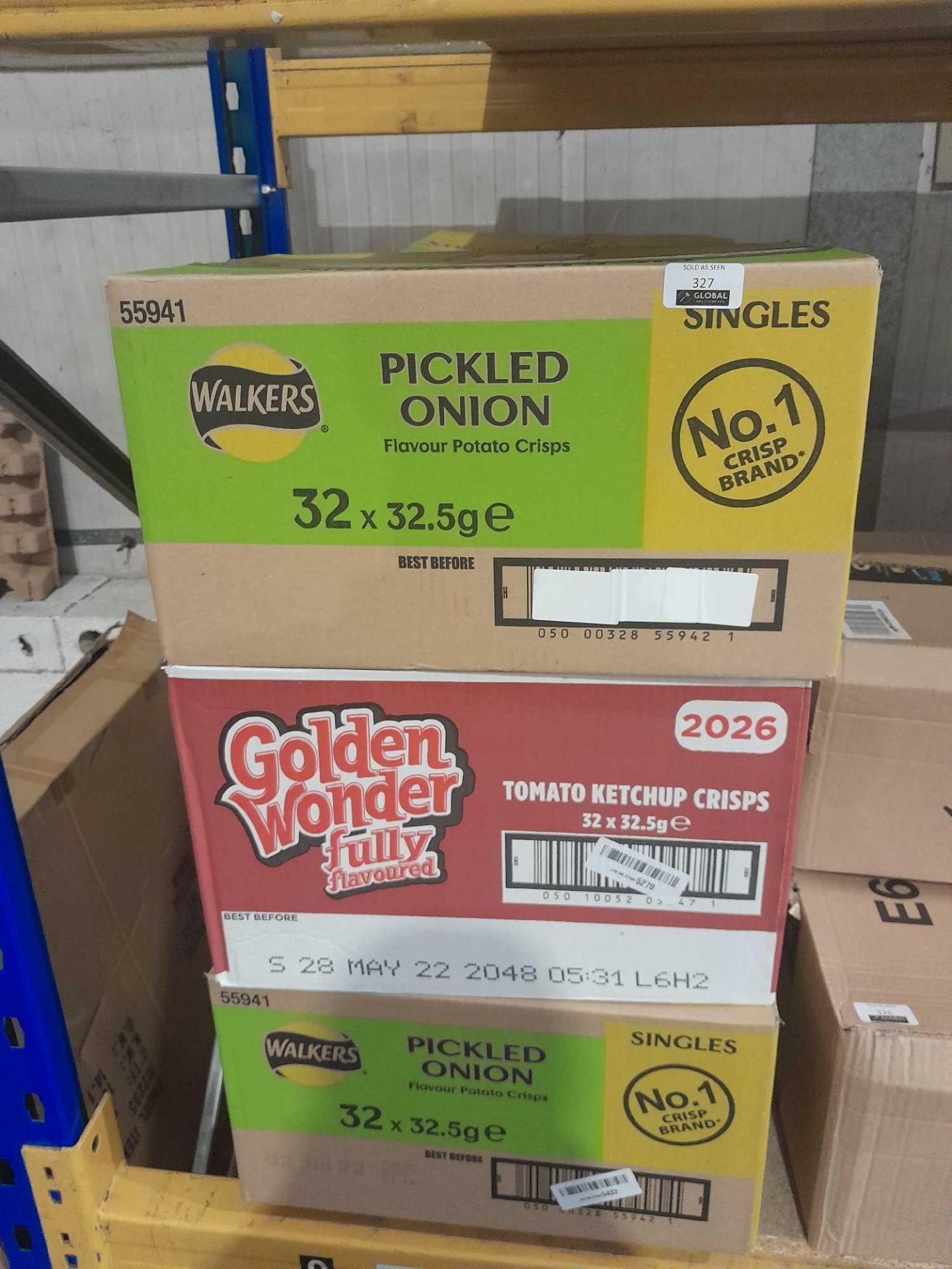 RRP £100 Lot To Contain 7 Assorted Boxes Of Crisps To Include Golden Wonder, And Walkers Pickled Oni