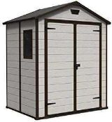 RRP £350 Boxed Keter Manor 4 Ft. W X 6 Ft. D Plastic Apex Tool Shed