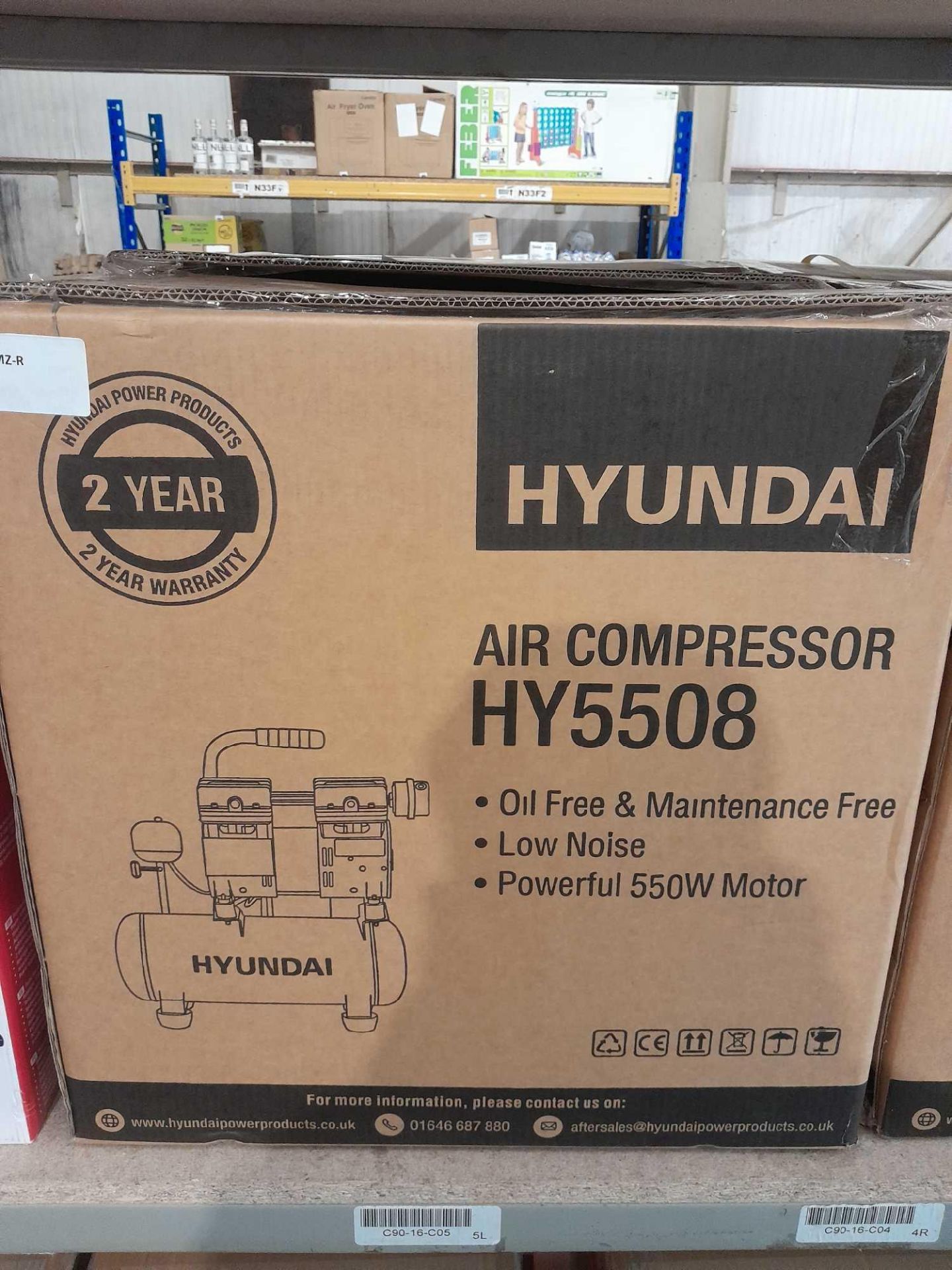 RRP £150 Boxed Hyundai Hy5508 Oil Free Low Noise 550W Air Compressor (P) - Image 2 of 2
