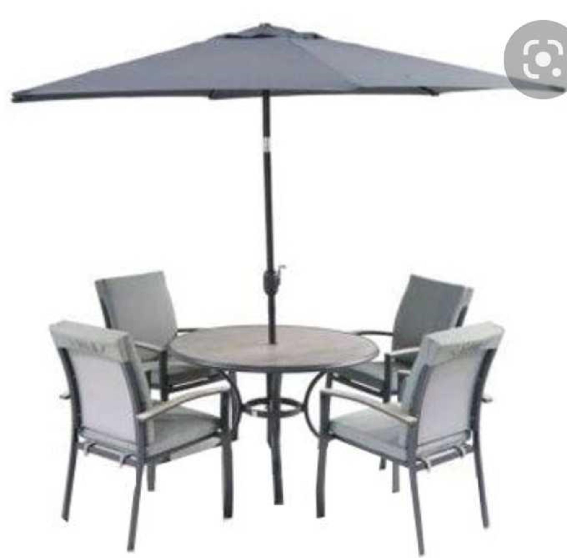 RRP £760 Boxed Turin Round 110Cm Garden Dining Table And 4 Chairs Set