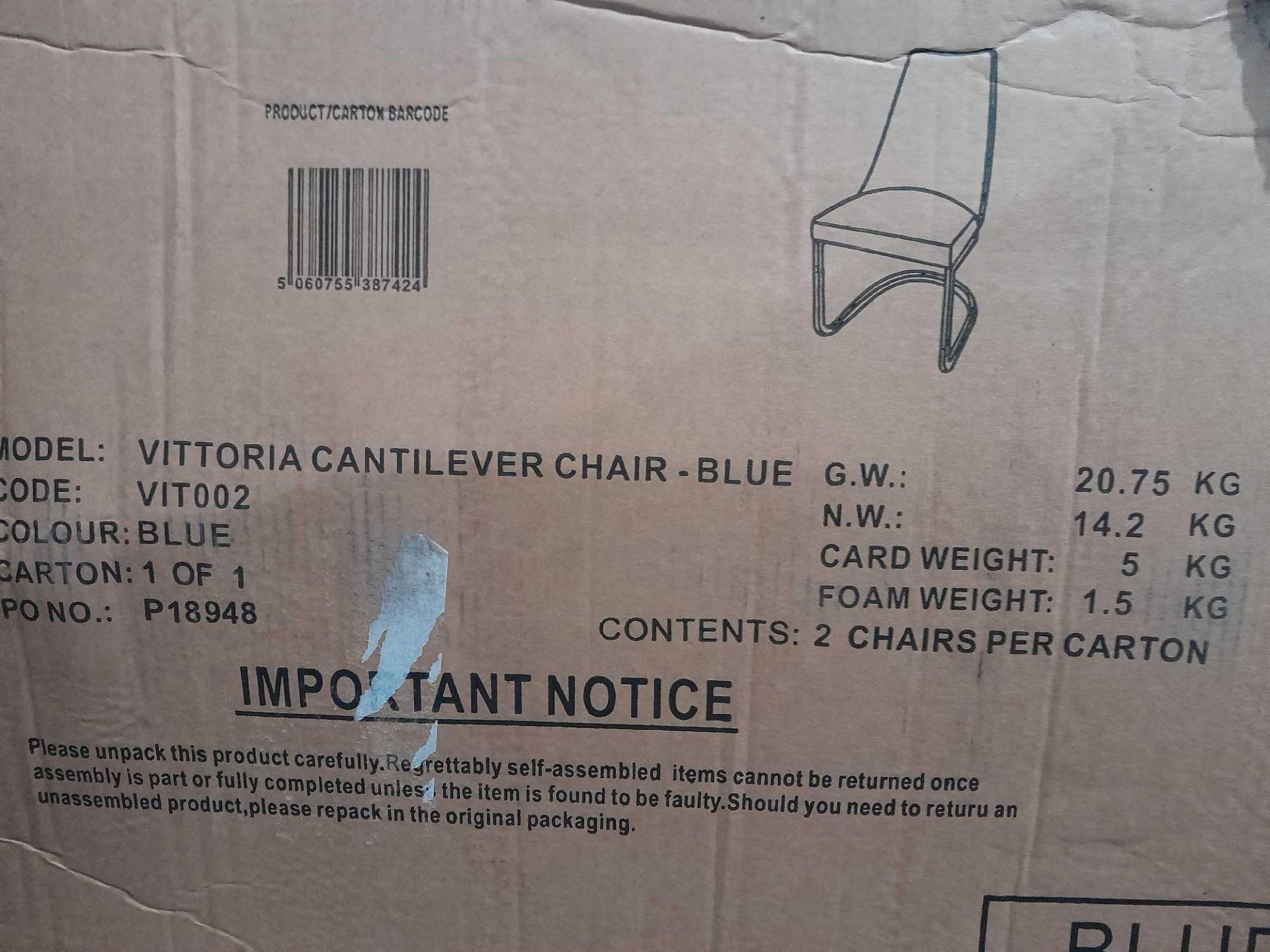 RRP £420 Boxed Plevna Blue Vittoria Cantilever Upholstered Dining Chair - Image 2 of 2