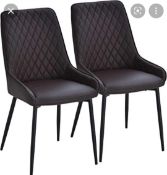 RRP £150 Boxed Set Of 2 Black Leather Dining Chairs