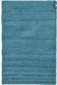 RRP £130 Bagged Brand New Unique Loom 155X245Cm Deep Aqua Blue Solo Solid Shaggy Floor Rug