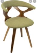 RRP £125 Boxed Altigarron Upholstered Walnut Wood And Green Fabric Dining Chair