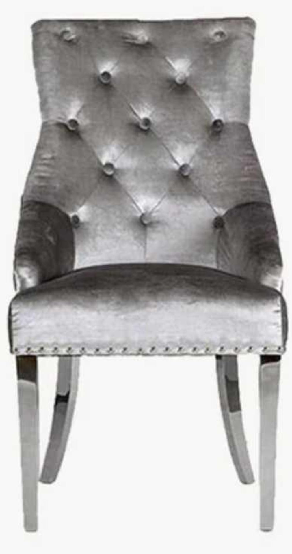 RRP £500 Boxed Arigi Bianchi Light Grey Velvet Dining-Diamond Back Stitch Chairs Wk2290Lgvd